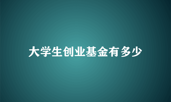 大学生创业基金有多少