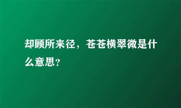 却顾所来径，苍苍横翠微是什么意思？