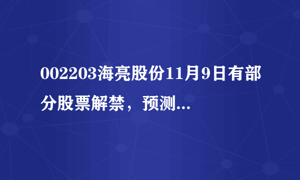 002203海亮股份11月9日有部分股票解禁，预测是涨是跌？