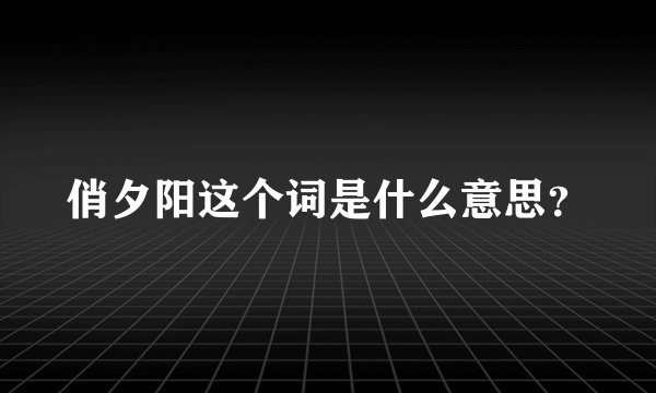 俏夕阳这个词是什么意思？