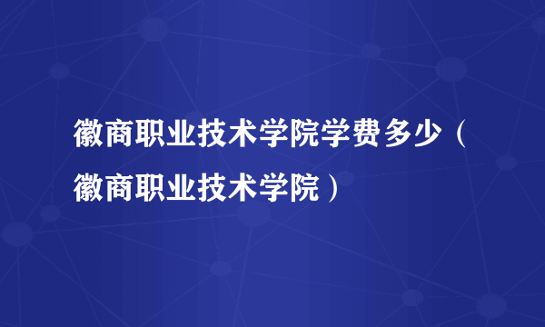 徽商职业技术学院学费多少（徽商职业技术学院）