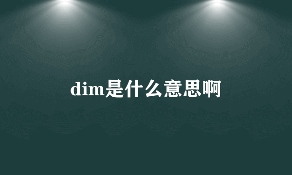 dim是什么意思啊