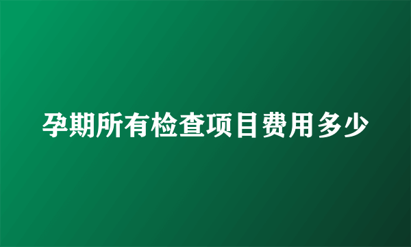 孕期所有检查项目费用多少