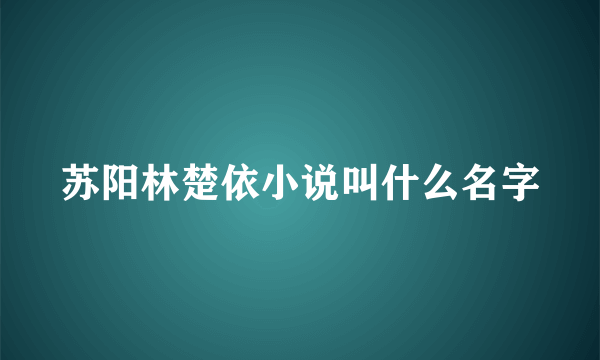 苏阳林楚依小说叫什么名字