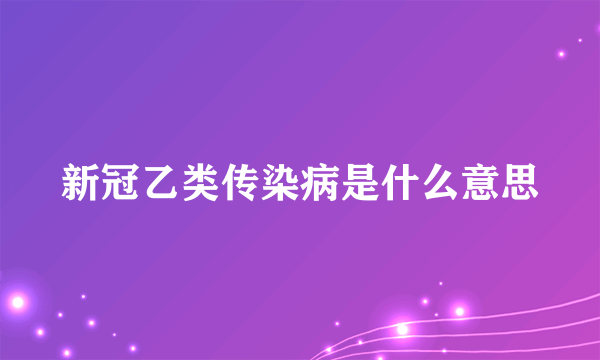 新冠乙类传染病是什么意思