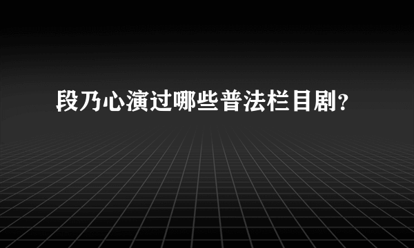 段乃心演过哪些普法栏目剧？