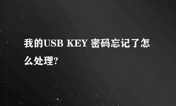 我的USB KEY 密码忘记了怎么处理?