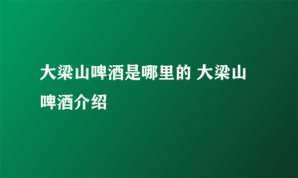 大梁山啤酒是哪里的 大梁山啤酒介绍