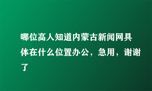 哪位高人知道内蒙古新闻网具体在什么位置办公，急用，谢谢了