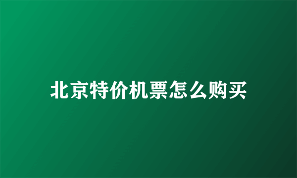 北京特价机票怎么购买