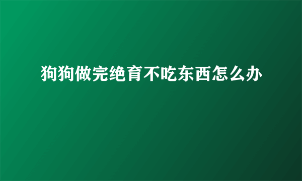 狗狗做完绝育不吃东西怎么办