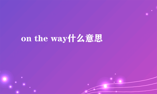 on the way什么意思