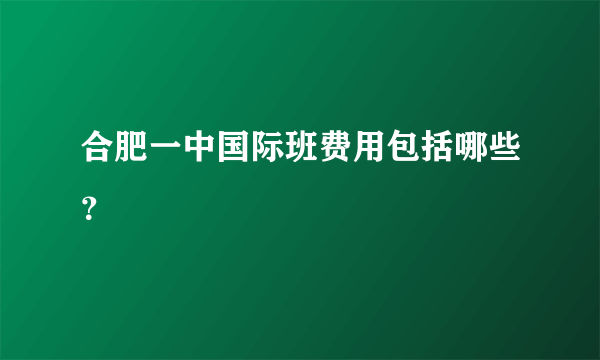 合肥一中国际班费用包括哪些？