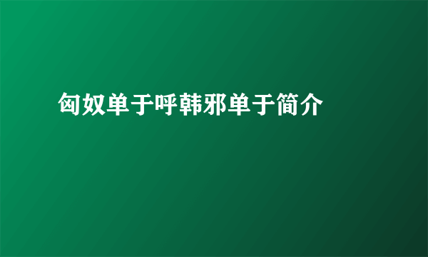 匈奴单于呼韩邪单于简介  