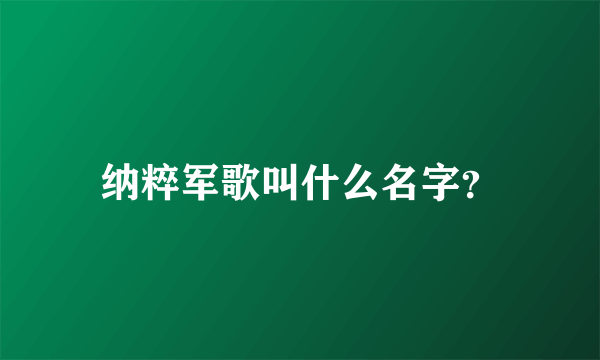 纳粹军歌叫什么名字？