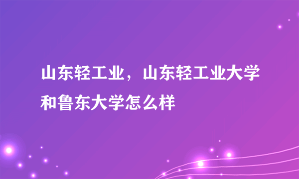 山东轻工业，山东轻工业大学和鲁东大学怎么样