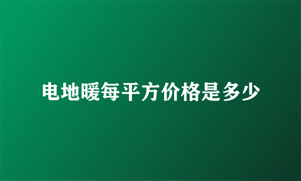 电地暖每平方价格是多少