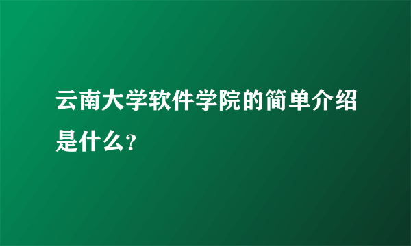 云南大学软件学院的简单介绍是什么？