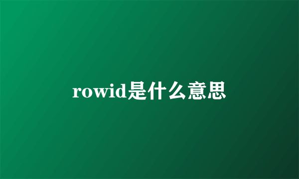 rowid是什么意思