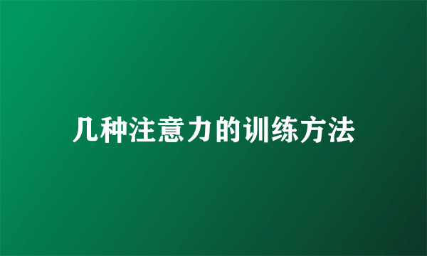 几种注意力的训练方法