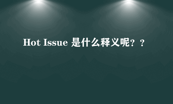 Hot Issue 是什么释义呢？？