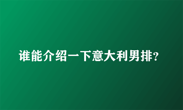 谁能介绍一下意大利男排？