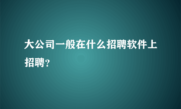 大公司一般在什么招聘软件上招聘？