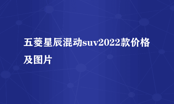 五菱星辰混动suv2022款价格及图片