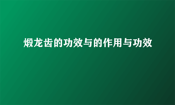 煅龙齿的功效与的作用与功效