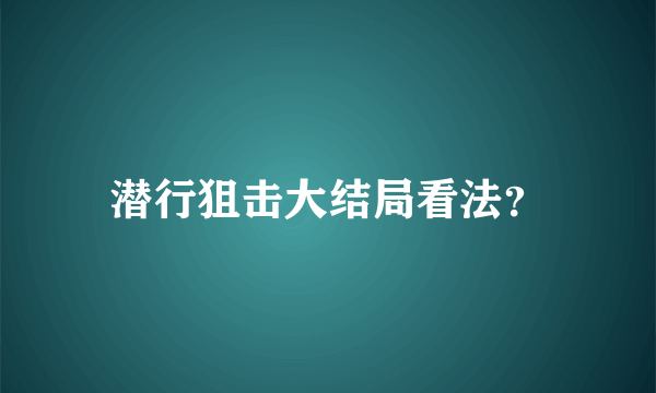 潜行狙击大结局看法？