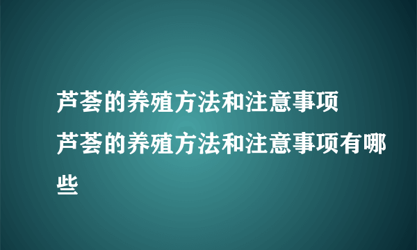 芦荟的养殖方法和注意事项 芦荟的养殖方法和注意事项有哪些