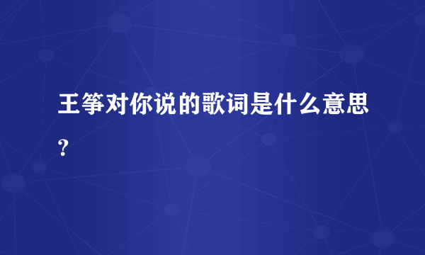 王筝对你说的歌词是什么意思？