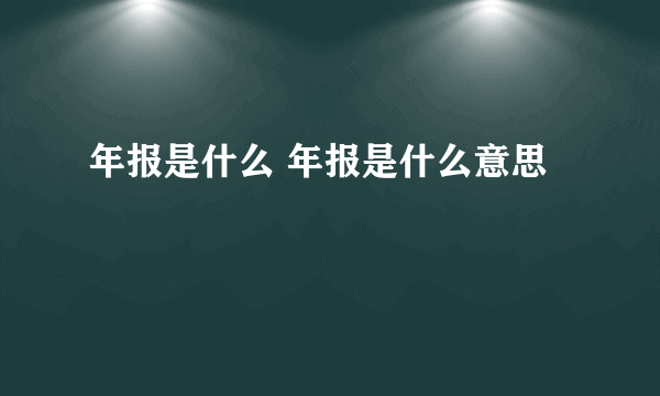 年报是什么 年报是什么意思