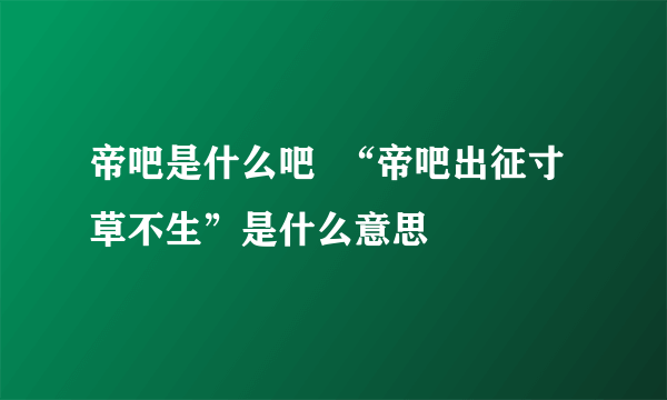 帝吧是什么吧  “帝吧出征寸草不生”是什么意思