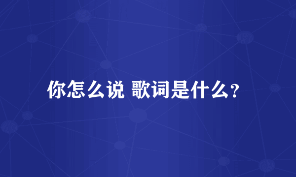 你怎么说 歌词是什么？