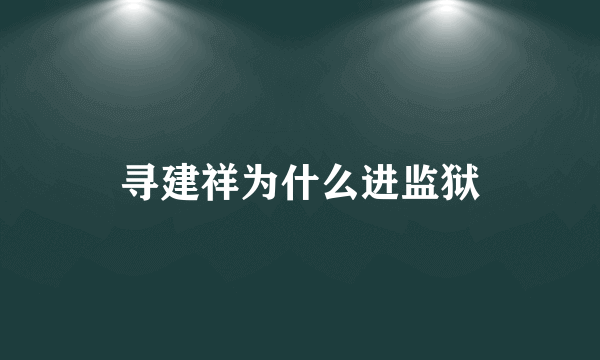 寻建祥为什么进监狱