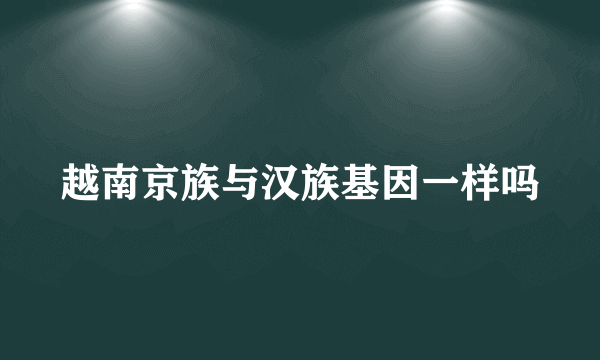 越南京族与汉族基因一样吗