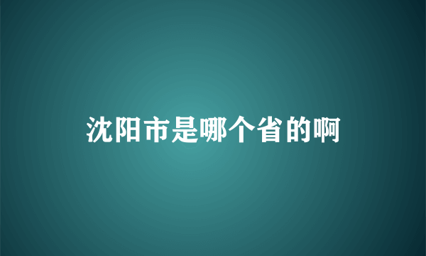 沈阳市是哪个省的啊