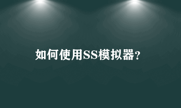 如何使用SS模拟器？