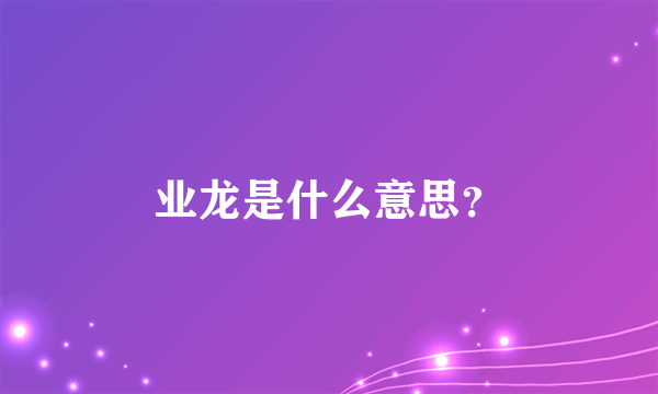 业龙是什么意思？