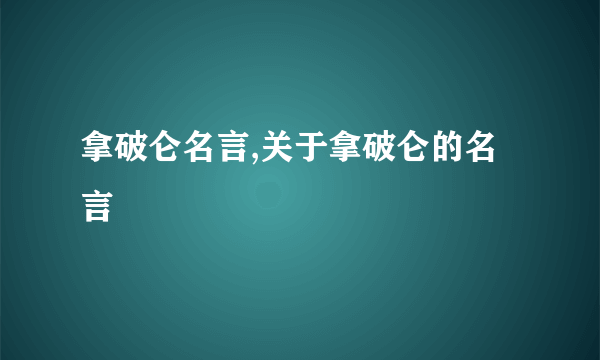 拿破仑名言,关于拿破仑的名言