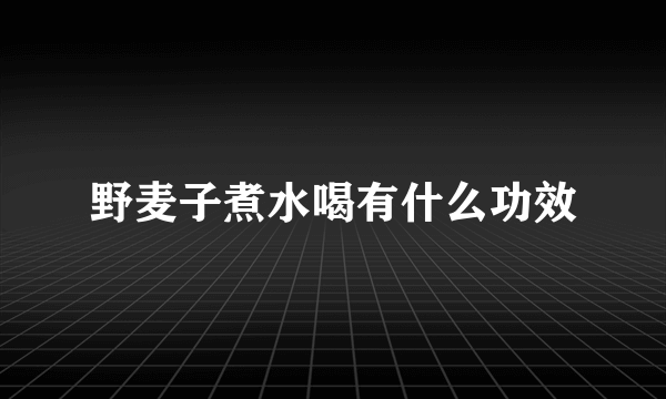 野麦子煮水喝有什么功效