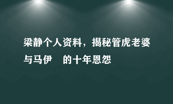 梁静个人资料，揭秘管虎老婆与马伊琍的十年恩怨 