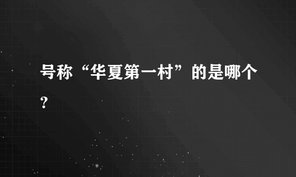 号称“华夏第一村”的是哪个？