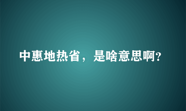 中惠地热省，是啥意思啊？