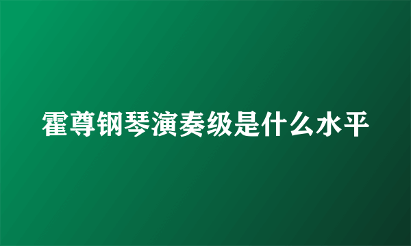 霍尊钢琴演奏级是什么水平