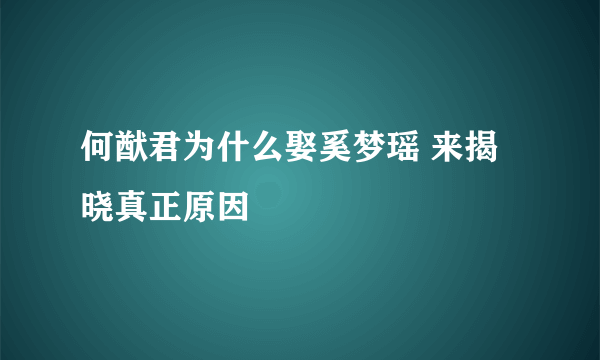 何猷君为什么娶奚梦瑶 来揭晓真正原因