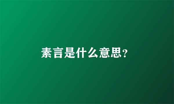 素言是什么意思？