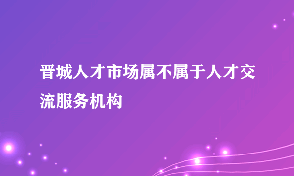 晋城人才市场属不属于人才交流服务机构