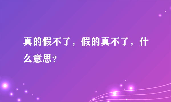 真的假不了，假的真不了，什么意思？